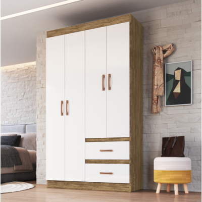 Guarda-roupa Dallas 55400 4 Portas 2 Gavetas Off White